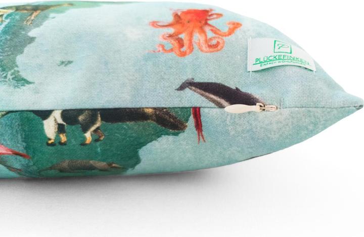 Actual product image Plückefinken Cuddle Cushion - World Map Animals (40 x 40 cm)