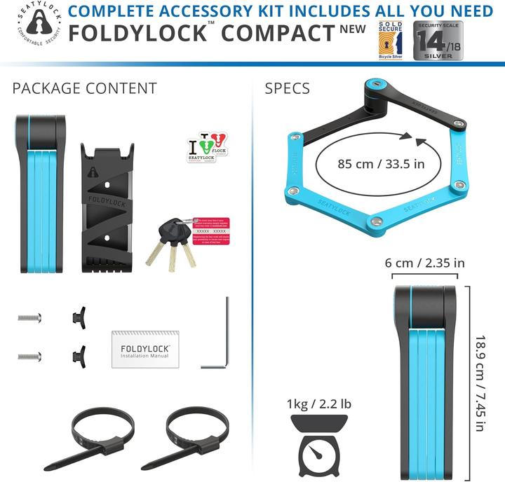 Actual product image Seatylock Folding lock (85 cm)