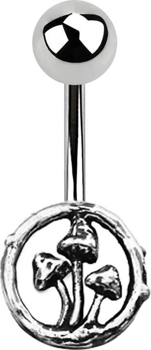 Produktbild Star Piercing Banane silber mit Kugel und Pilze (Chirurgenstahl 316L, Messing)