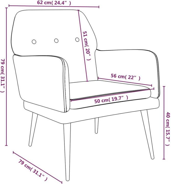 Immagine prodotto VidaXL Sessel Blau 62x79x79 cm Samt,Farbe: Blau,Material: Samt (100