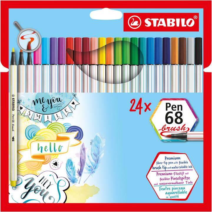 Produktbild STABILO Pen 68 brush Premium-Filzstift (Multicolor, 24 x)