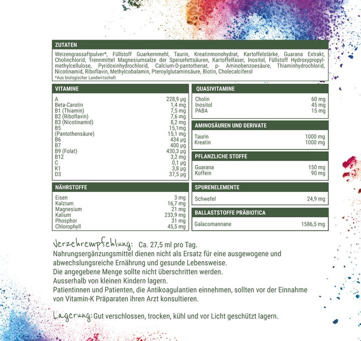 Nährwerte und Zutaten Kraftgras Times (1 Stück, Granulat, 440 g)