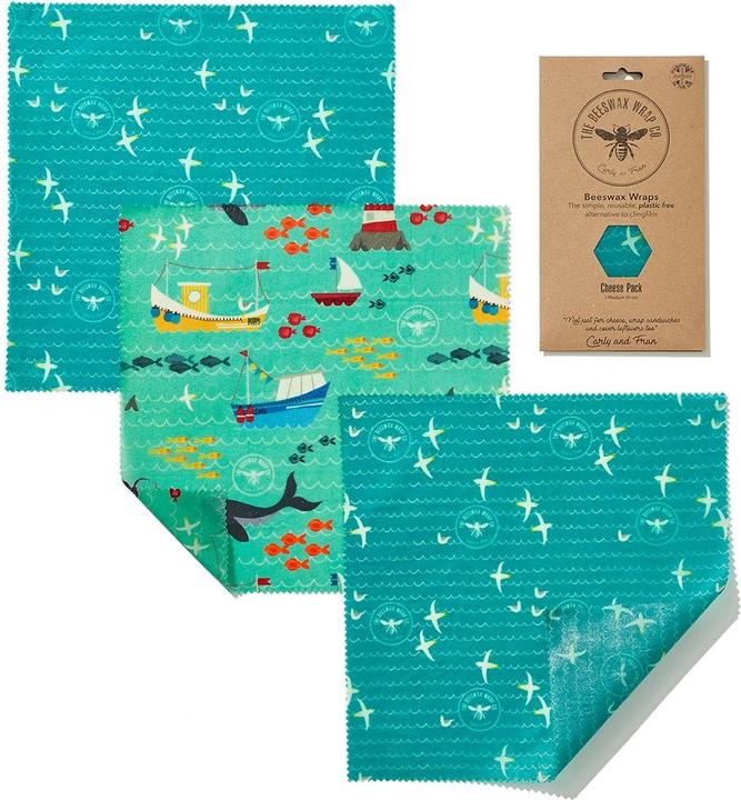 Actual product image The Beeswax Wrap Co. Beeswax Wipes Set of 3 Medium Wraps Sea