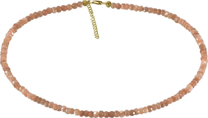Xen Mondstein- Collier peach 5 mm facettiert 43 + 5 cm 925 Silber vergoldet (925 Sterling Silber, 43 cm)