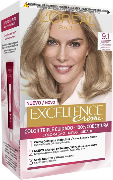Immagine prodotto L'Oréal Paris Inchiostro crema EXCELLENCE #9.1 rubio claro claro ceniza (#9,1 rubio claro claro ceniza)
