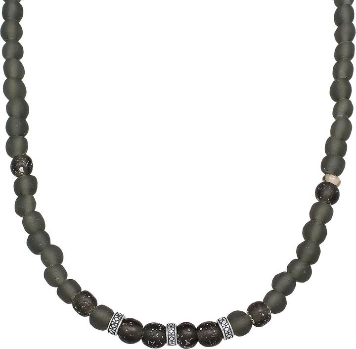 Produktbild Kuzzoi Halskette Recycelte Glas Olive Perlen Beads 925 Silber (Glas, 925er Sterling Silber, Edelstahl, Keine Schmuckstein)