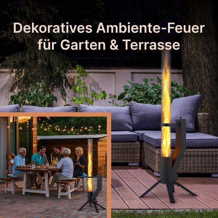 Immagine prodotto Gardenflare Feuerrohr – elegante Edelstahl Feuersäule und Pelletfackel - silber (36 cm)