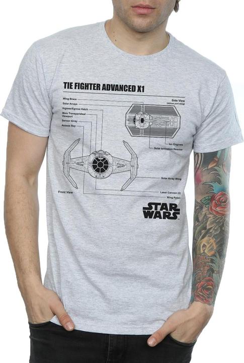 Produktbild Star Wars TIE Fighter X1 Blueprint TShirt (XL)
