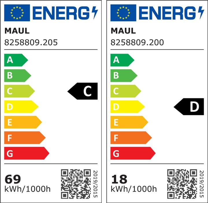 Energy Label Maul LED floor lamp MAULsenja, dimmable, motion/light sensor - white (15150 lm)