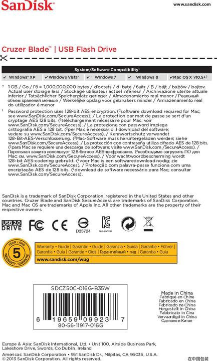 Produktbild SanDisk Cruzer Blade (16 GB, USB-A)