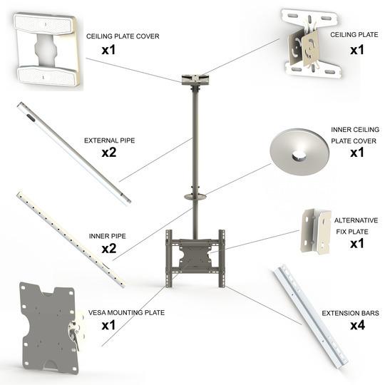 Actual product image Multibrackets Ceiling mount 32" - 70", metal, white, max 30 kg (Ceiling, 55", 30 kg)