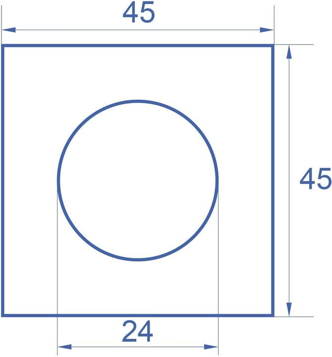 Immagine prodotto Delock Easy 45 copertura del modulo foro di taglio Ø 24 mm, 45 x 45 mm 5 pezzi bianco (Montaggio a parete)