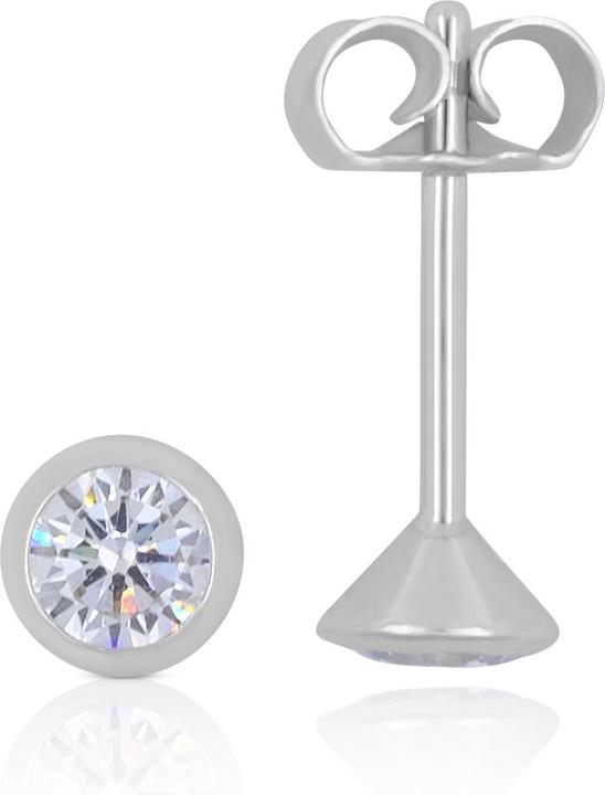 Actual product image Muau Stud earrings white gold 750 Zirconia 4.5mm (White gold, Yellow gold, Red gold or simply silver)