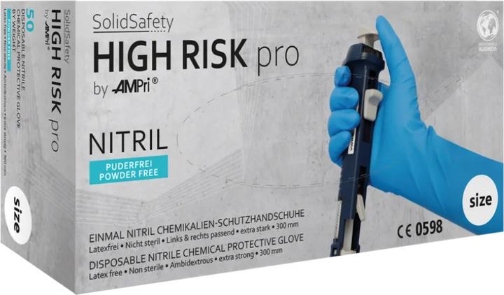 Produktbild Ampri Einweghandschuhe HighRisk Pro Grösse M blau Nitril EN 374, EN 388 PSA-Kategorie III (M)