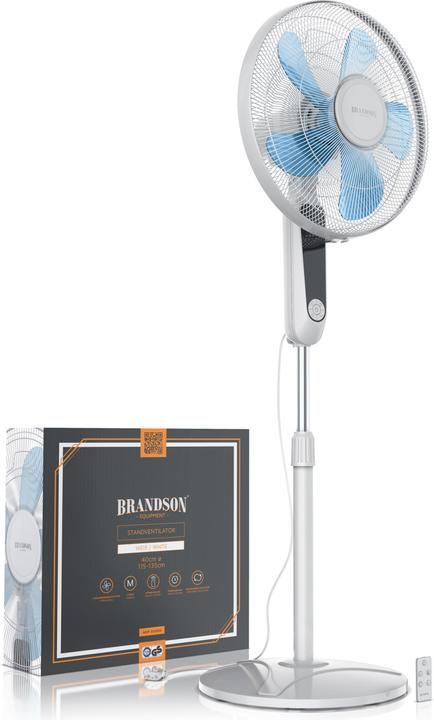 Actual product image Brandson Pedestal fan 40 cm Ø, remote control, display, oscillation, height & head adjustable, 60W, white (57 dB)