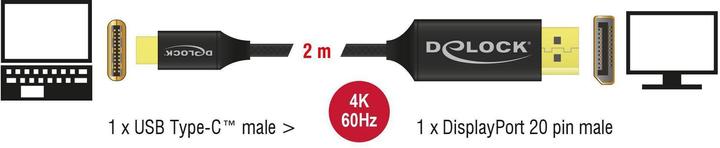 Produktbild Delock DisplayPort — USB Typ C (2 m, USB Typ C, DisplayPort)