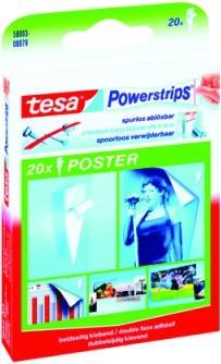 Image du produit tesa Powerstrips POSTER, capacité de maintien de 200g, 20x bandes adhésives double face (0.20 kg)