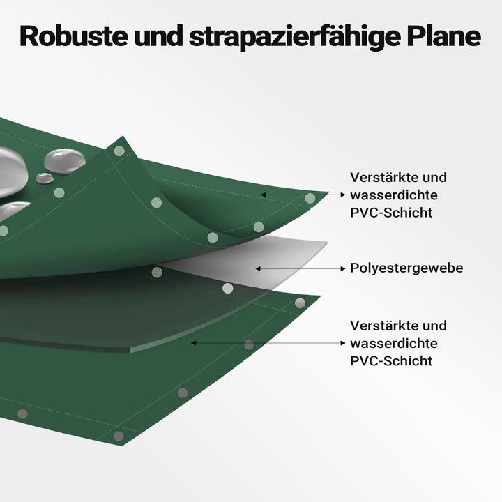 Produktbild Wiltec Abdeckplane wetterfest dunkelgrün 4x5m Polyester Gartenplane 650g/m² Ösen (4 x 5 m)