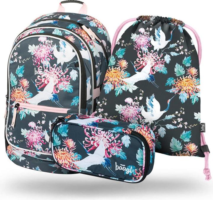 Actual product image Baagl 3-teiliges Schulrucksack-Set Birds für Mädchen