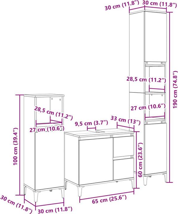 Produktbild VidaXL 3-tlg. Badmöbel-Set