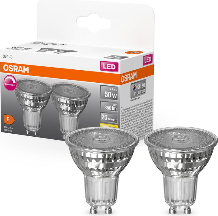 Productafbeelding Osram LED SUPERSTAR PAR16 50 36 4,5 W/2700 K GU10 DIM (GU10, 4.50 W, 350 lm, 2 x, F)