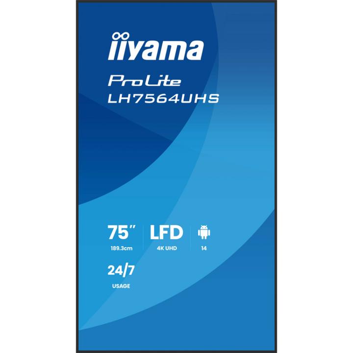 Produktbild iiyama 189.3cm(75") LH7564UHS-B1AG 16:9 2xHDMI+USB-C (Speditionsversand) (3840 x 2160 Pixel, 75")