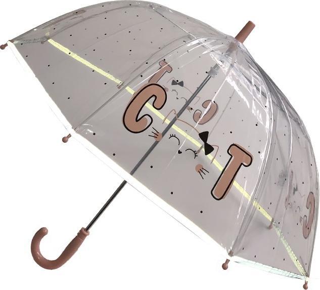 Produktbild Smati Regenschirm für Kinder, transparent, Glocke, fluoreszierender Rand, Mehrfarbig (Katzenmotiv)