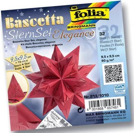 Immagine prodotto Folia Bringmann Bascetta Star Set 9,5x9,5cm rosso, 32 fogli