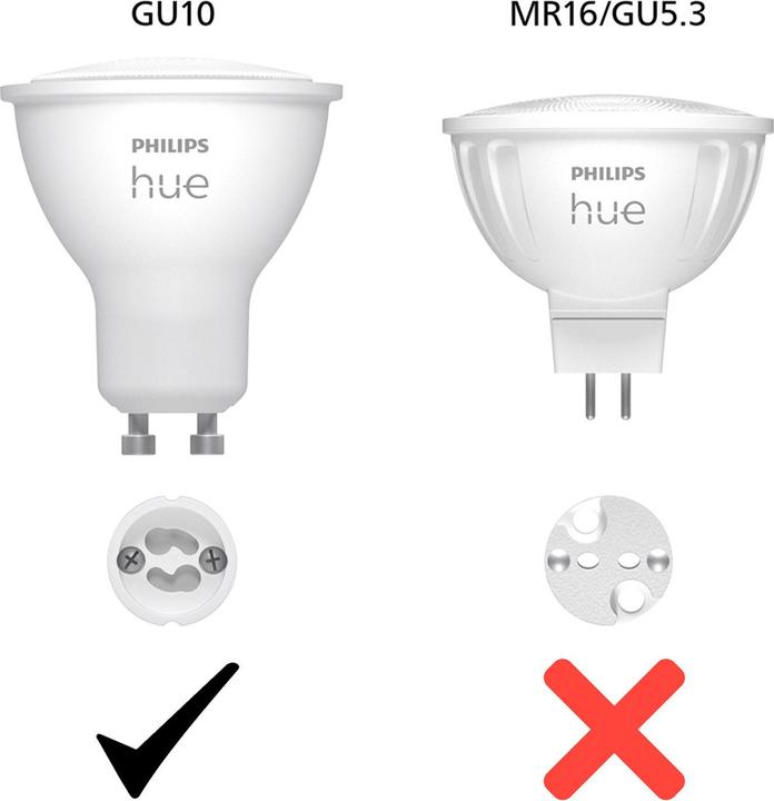 Produktbild Philips Hue LED Lampe (GU10, 4.20 W, 400 lm, 2 x, E)