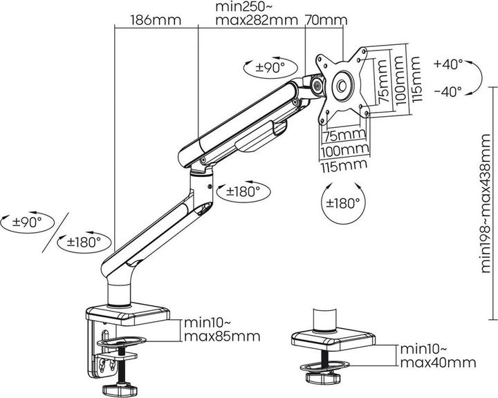 Produktbild Ergo Office Monitor desk mount ER-751 (Tisch, 32")