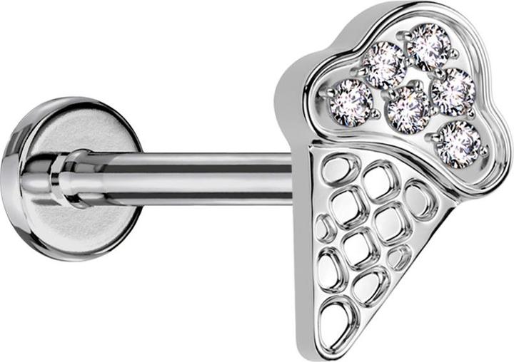 Produktbild Star Piercing Micro Labret Innengewinde silber Eiswaffel silber Kristalle silber (ohne Messing, Titan G23)