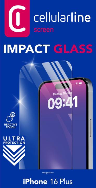 Image du produit Cellularline Impact Glass (1 pièce(s), Apple iPhone 16 Plus)