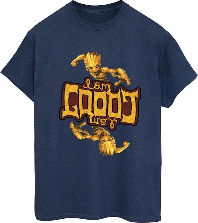 Actual product image Womens/Ladies Guardians Of The Galaxy Groot Inverted Grain Cotton Boyfriend T-Shirt (XXL)