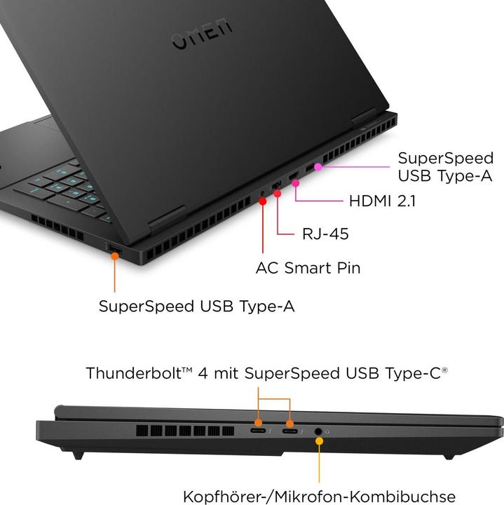 Actual product image HP OMEN 16-wf1178ng 16.1" QHD IPS 240Hz, Intel Core i7-14700HX, 32GB RAM, 1TB SSD, RTX 4070, Windows (16.10", Intel Core i7-14700HX, 32 GB, 1000 GB, DE)
