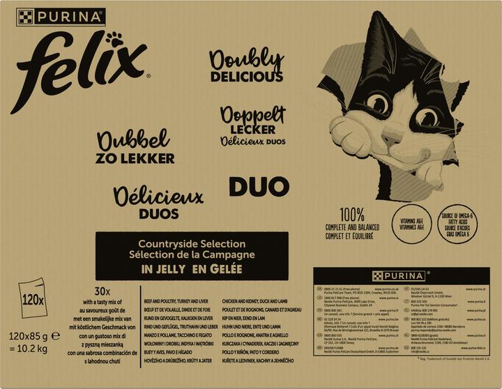 Produktbild Felix Doppelt lecker Fleisch (Adult, 120 Stk., 10200 g)