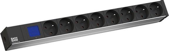 Actual product image Bachmann 19" socket strip "Bluenet BN0500", 8-way (8 x, CEE 7/5, CEE 7/3, 2 m)