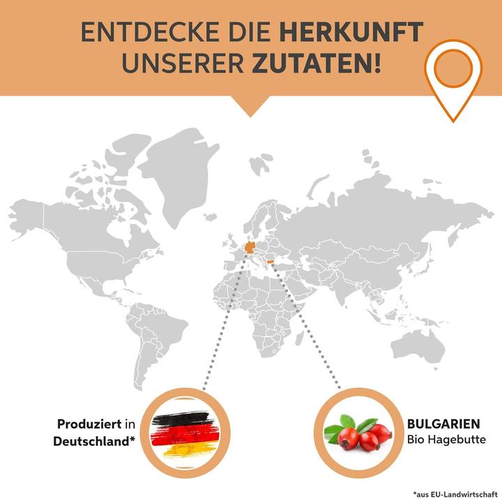 Produktbild Eltabia Bio Hagebuttenpulver | Hagebutten Pulver aus EU-Anbau in Premium Rohkost-Qualität (Pulver, 100 g)