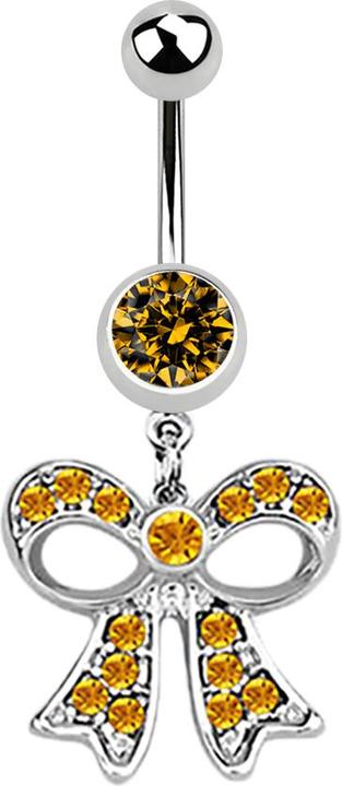 Produktbild Star Piercing Banane silber mit Anhänger Masche topaz (ohne Messing, Chirurgenstahl 316L)
