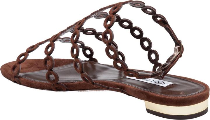 Image du produit Aquazzura Aquazzurra flat infinity chain ​​suede sandal brown color (40)