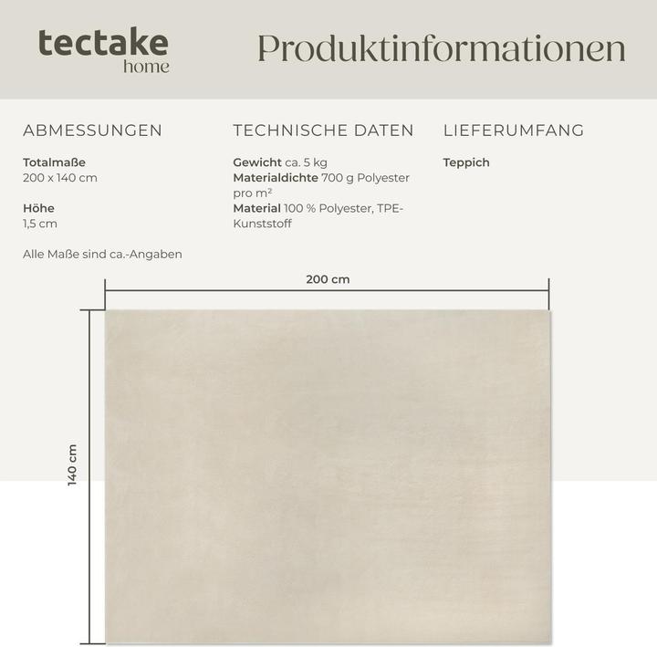 Produktbild tectake Kurzflorteppich Soft Zone (140 x 200 cm)