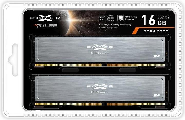 Immagine prodotto Silicon Power DDR4 8GB PC 3200 CL16 Silicon-Power (1x8GB) Pulse/U-DIMM (2 x 8GB, 1600 MHz, DDR4-RAM, DIMM)