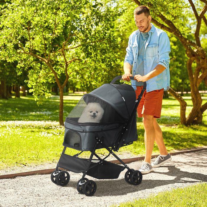 Produktbild Swisshandel24 Hundebuggy Hundewagen Buggy für kleine Hunde und Katzen Haustierwagen Pet Stroller Katzenbuggy Oxfor (Hund, Faltbar)