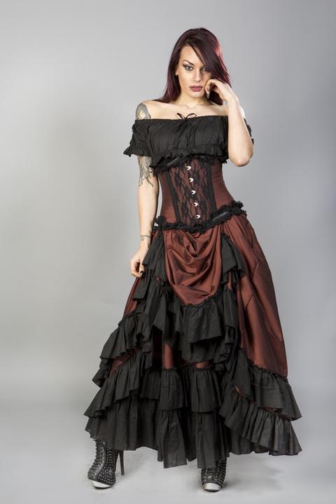 Image du produit Burleska robe femme Carnation victorienne, taffetas, marron (XL)