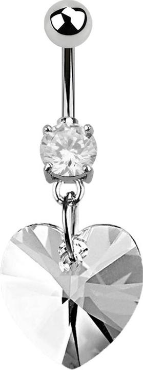 Produktbild Star Piercing Banane silber mit Anhänger Swarovski Kristall Herz gross (ohne Messing, Chirurgenstahl 316L)