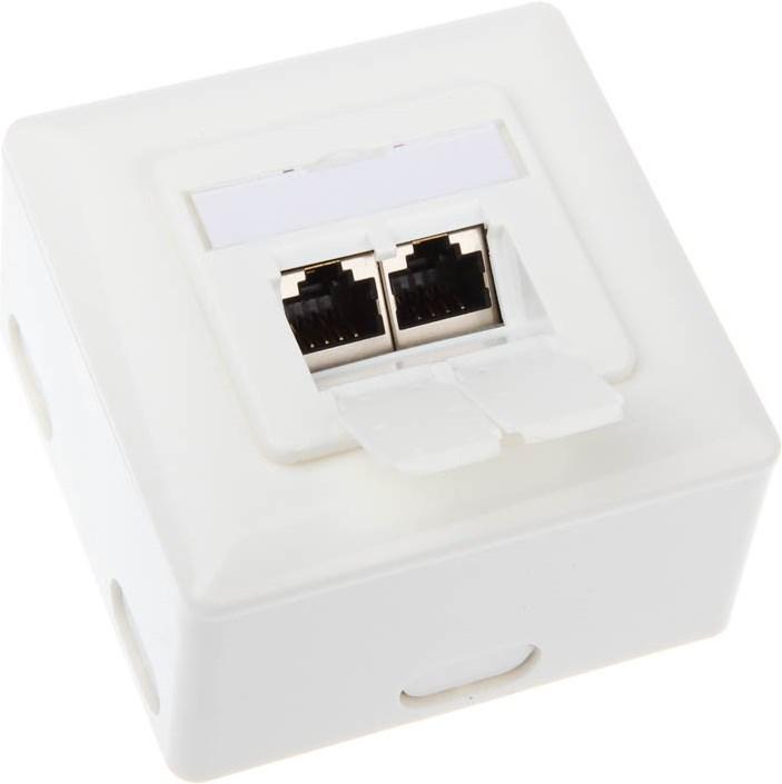 Actual product image InLine Cat. 6 Surface mount junction box 2x RJ45 jack horizontal
