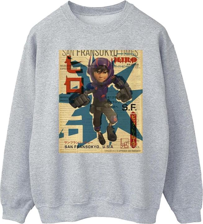 Immagine prodotto Disney Big Hero 6 Baymax Hiro Newspaper Felpa Uomo (L)