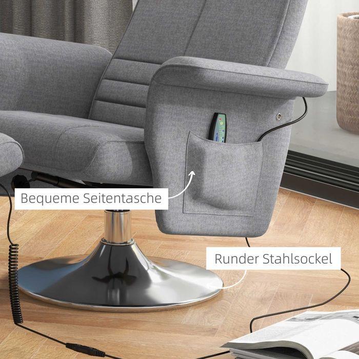 Immagine prodotto Swisshandel24 TV poltrona poggiapiedi funzione reclinabile elettrica vibrazione massaggio telecomando lino look