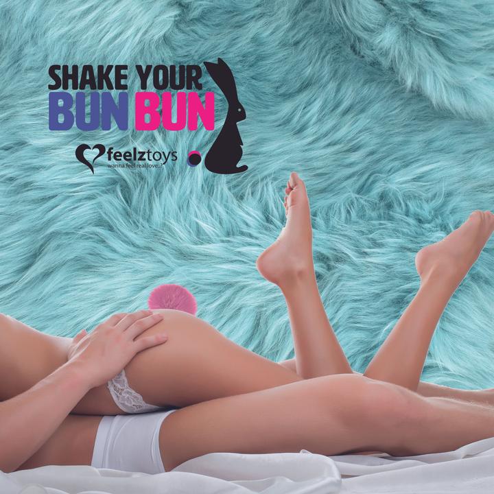 Actual product image FeelzToys Bunny Tails Butt Plug Pink