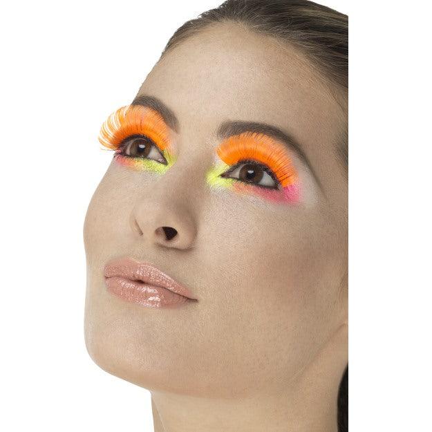 Actual product image Smiffys 80s party eyelashes, neon orange, contains glue (Artificial eyelashes)