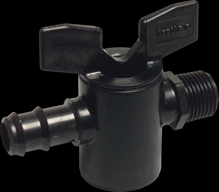 Actual product image Bevo Absperrhahn PP 12 mm x 1/2" Tülle x Aussengewinde 6bar Schwarz/Rot